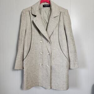 Vintage Alorna Wool Herringbone Coat Classic Double Breasted Overcoat Old Money